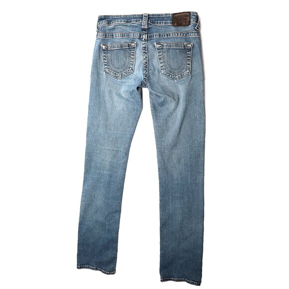 True Religion Bille  Slim Straight Leg Jeans Low Rise Stretch Denim Light Blue - Picture 3 of 10